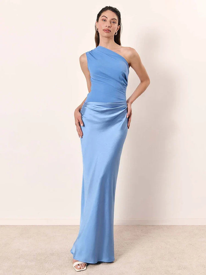 Sophia | One-Shoulder Satin Maxi Dress